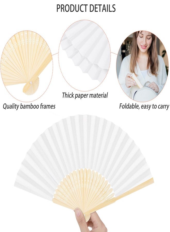 Aodaer 72 Pieces White Folding Fans with Organza Bags Paper Folding Fans DIY Paper Hand Fan Foldable Wedding Fan for DIY Crafts, Wedding Gift, Home Decoration - Image 3